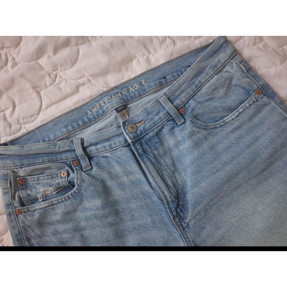 American Eagle Strigid Stovepipe Jeans Womens 12 Long Light Wash - Picture 3 of 7